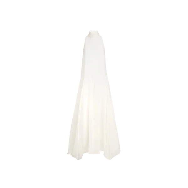 Brunello Cucinelli Crispy silk dress with monili in Butter