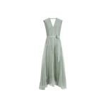 Brunello Cucinelli Crispy silk dress with monili in Mint Green