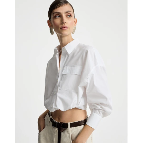 Brunello Cucinelli Crop shirt in White, view 5