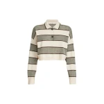 Brunello Cucinelli Cropped knit polo with sparkling stripes