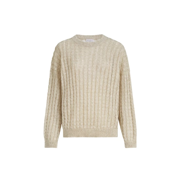 Brunello Cucinelli Dazzling Cable sweater in Beige
