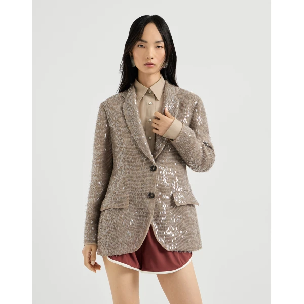 Brunello Cucinelli Dazzling Embroidery blazer in Rope, view 2