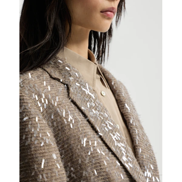 Brunello Cucinelli Dazzling Embroidery blazer in Rope, view 4
