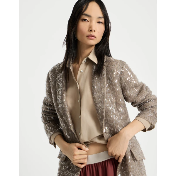 Brunello Cucinelli Dazzling Embroidery blazer in Rope, view 5