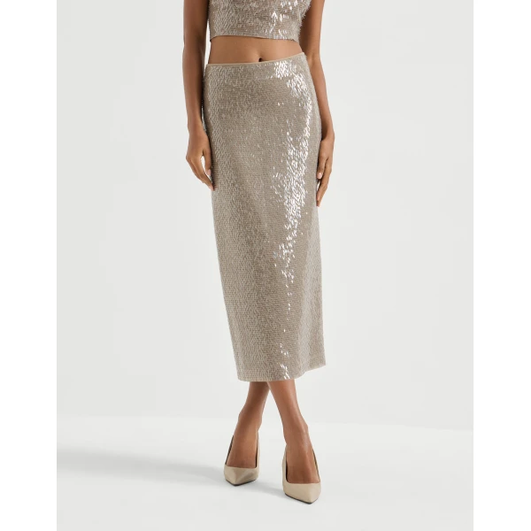 Brunello Cucinelli Dazzling Embroidery skirt in Rope, view 2