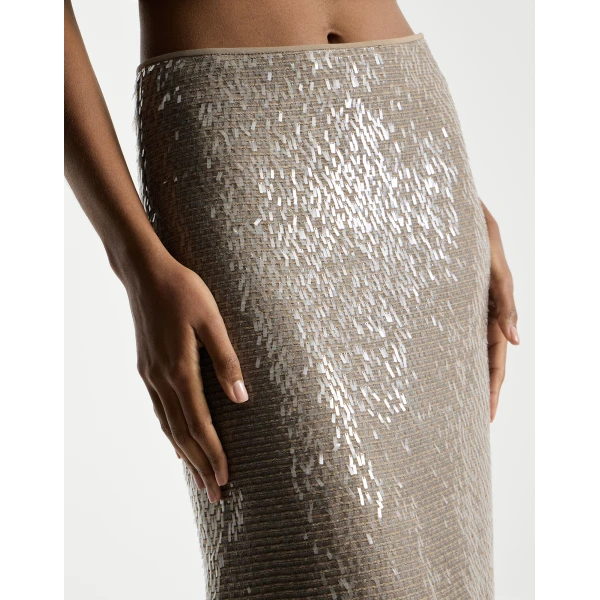 Brunello Cucinelli Dazzling Embroidery skirt in Rope, view 4