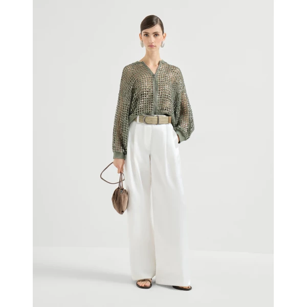Brunello Cucinelli Dazzling Net Embroidery cardigan in Green, view 6