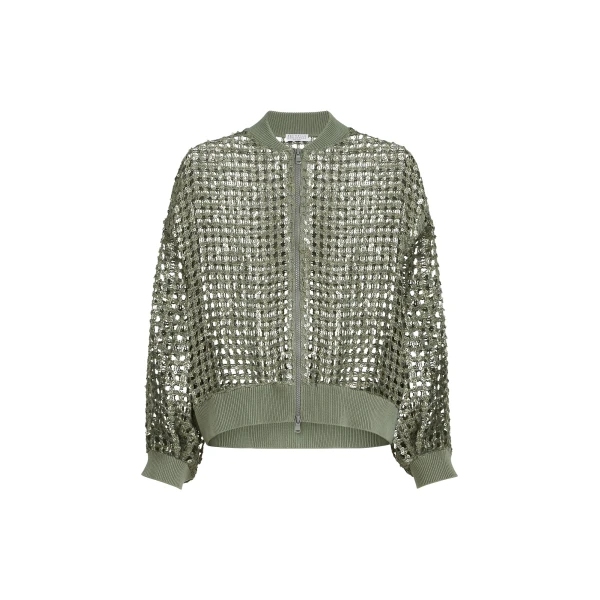 Brunello Cucinelli Dazzling Net Embroidery cardigan in Green