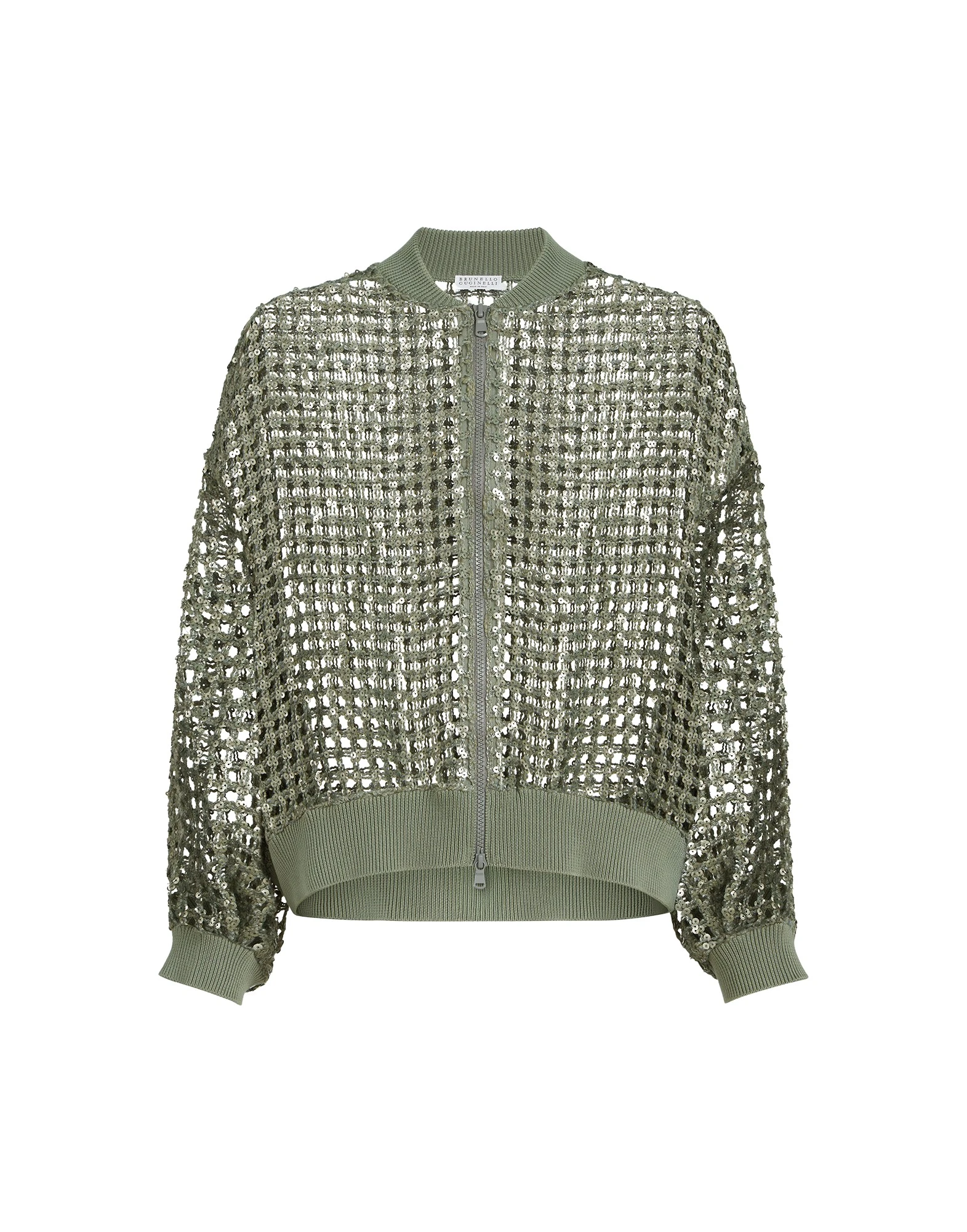 Dazzling Net Embroidery cardigan in Green