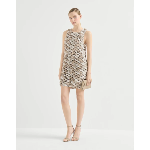 Brunello Cucinelli Dazzling Shell OPERA mini dress in Beige, view 6