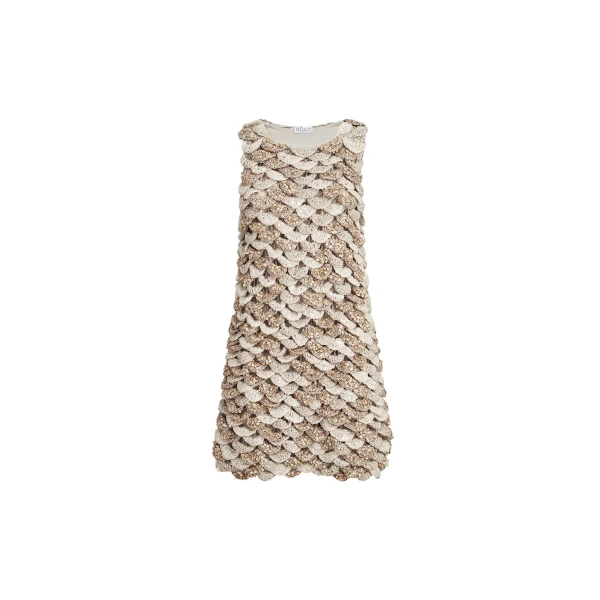 Brunello Cucinelli Dazzling Shell OPERA mini dress in Beige