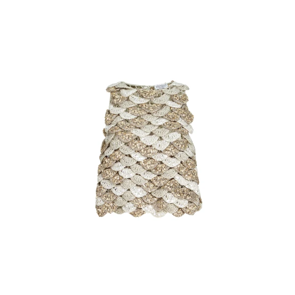 Brunello Cucinelli Dazzling Shell OPERA top in Light Grey