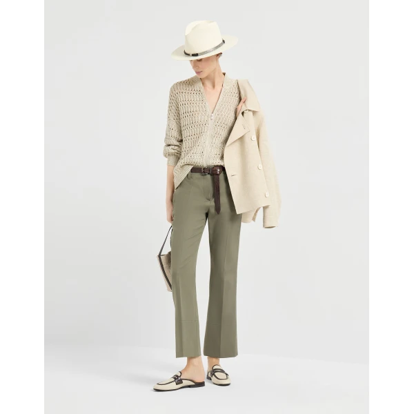 Brunello Cucinelli Dazzling braids cardigan in Beige, view 6