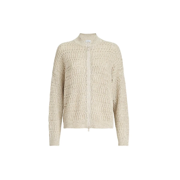 Brunello Cucinelli Dazzling braids cardigan in Beige