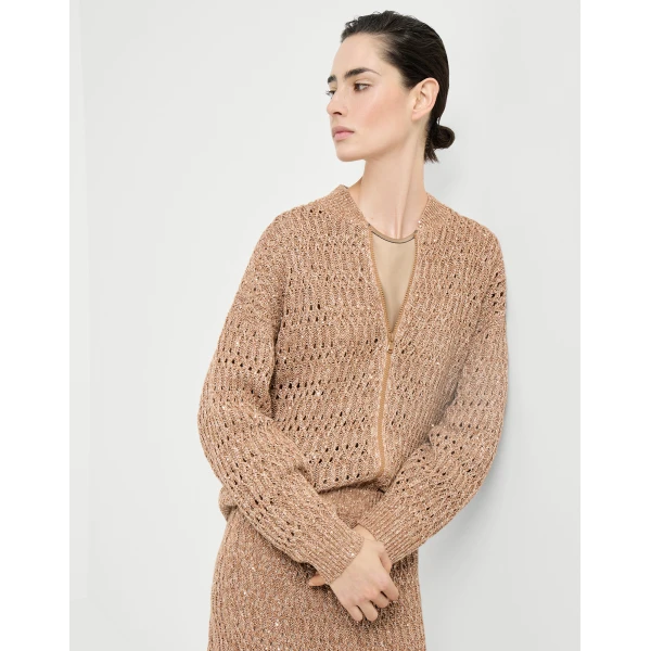 Brunello Cucinelli Dazzling braids cardigan in Brown, view 5