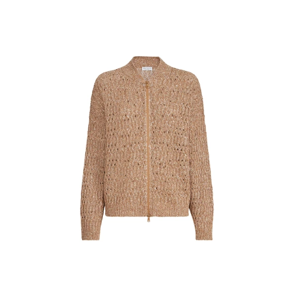 Brunello Cucinelli Dazzling braids cardigan in Brown