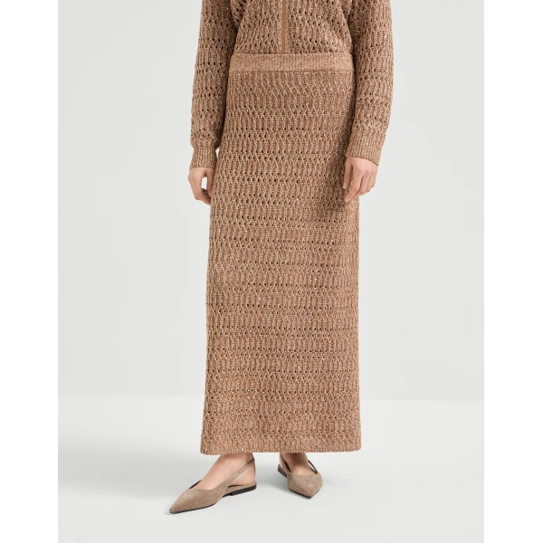 Brunello Cucinelli Dazzling braids skirt in Brown, view 2