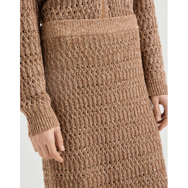 Brunello Cucinelli Dazzling braids skirt in Brown, view 4