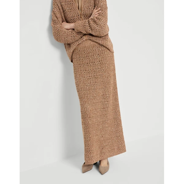 Brunello Cucinelli Dazzling braids skirt in Brown, view 5