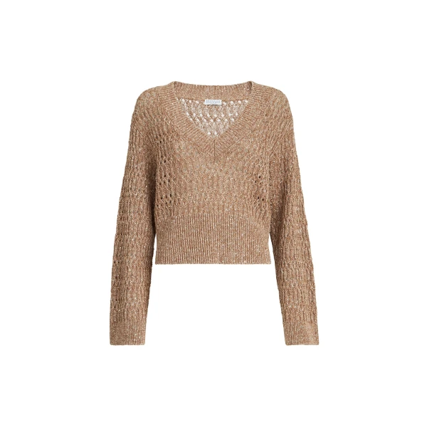 Brunello Cucinelli Dazzling braids sweater in Brown