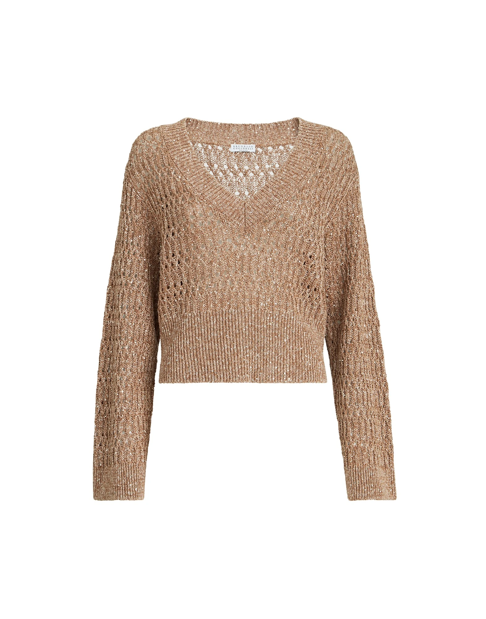 Brunello Cucinelli Dazzling braids sweater in Brown