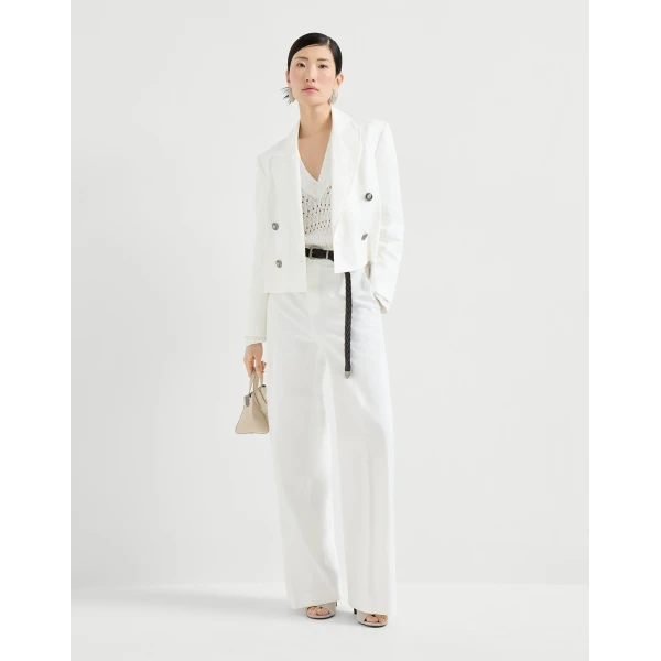 Brunello Cucinelli Dazzling braids sweater in White, view 6