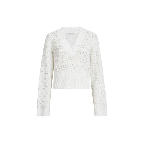 Brunello Cucinelli Dazzling braids sweater in White
