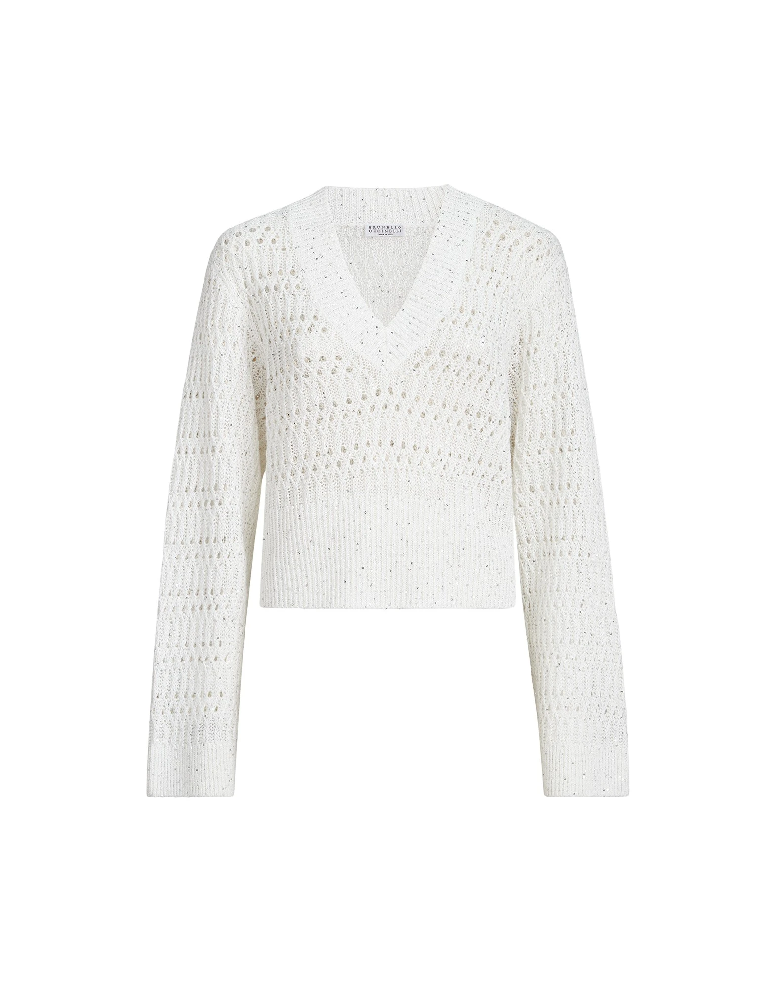 Brunello Cucinelli Dazzling braids sweater in White
