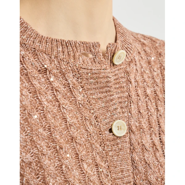 Brunello Cucinelli Dazzling cable cardigan in Brown, view 4