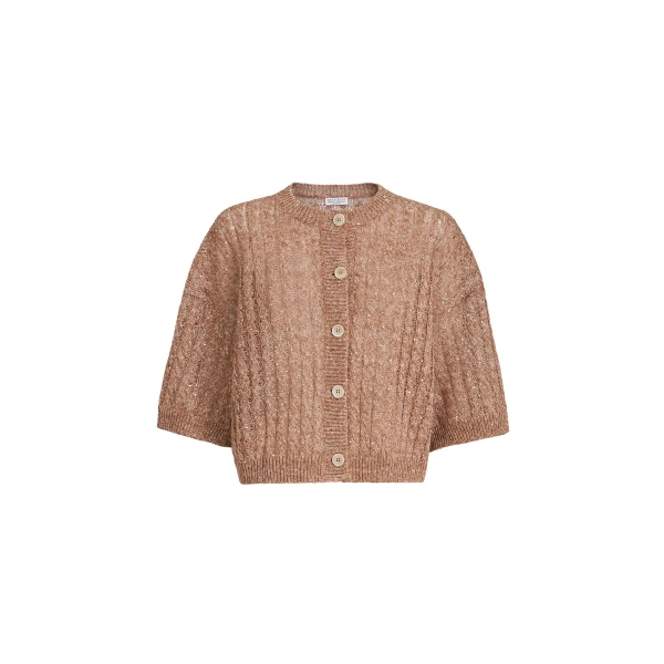 Brunello Cucinelli Dazzling cable cardigan in Brown