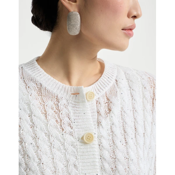 Brunello Cucinelli Dazzling cable cardigan in White, view 4
