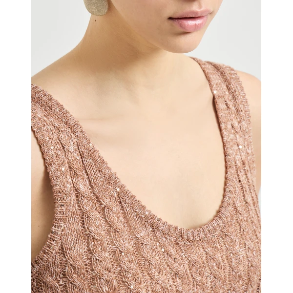 Brunello Cucinelli Dazzling cable top in Brown, view 4