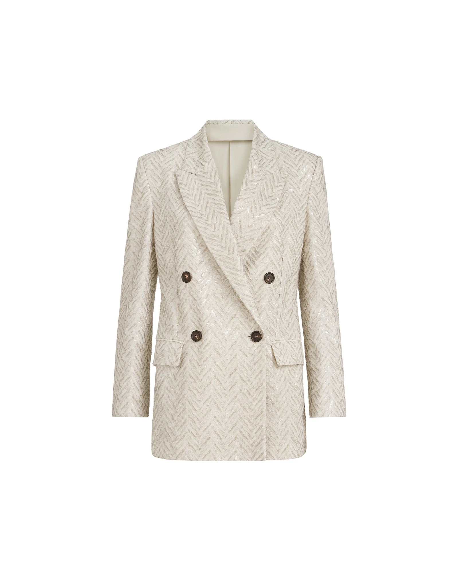 Dazzling chevron embroidery blazer in Beige