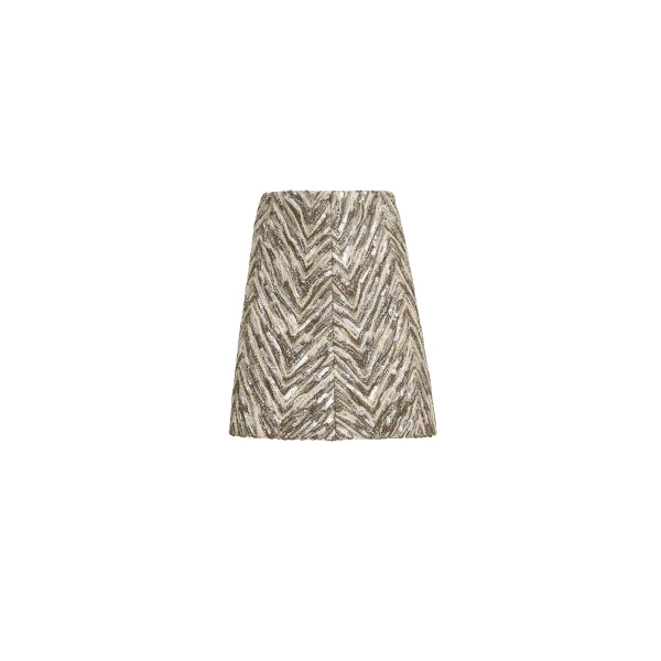 Brunello Cucinelli Dazzling chevron embroidery mini skirt in Brown