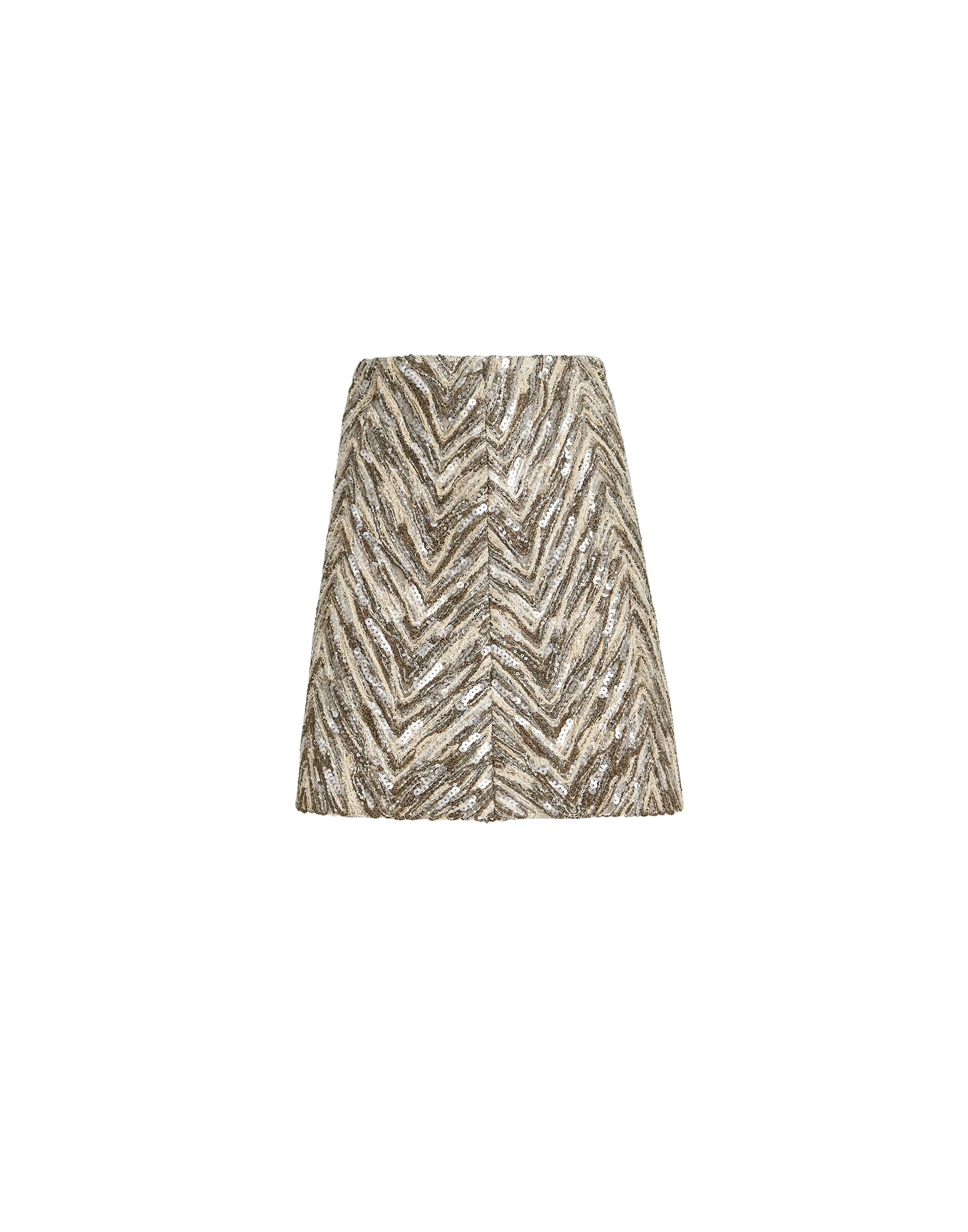 Dazzling chevron embroidery mini skirt in Brown