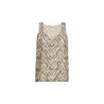 Brunello Cucinelli Dazzling chevron embroidery top in Beige
