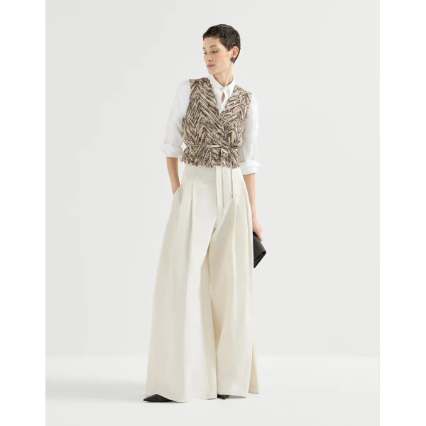 Brunello Cucinelli Dazzling chevron embroidery vest in Brown, view 6