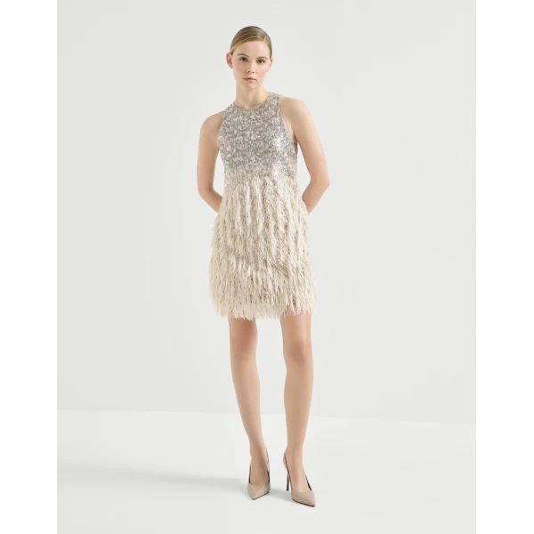 Brunello Cucinelli Dazzling dégradé mini dress in Grey, view 2