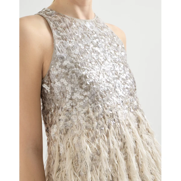 Brunello Cucinelli Dazzling dégradé mini dress in Grey, view 4