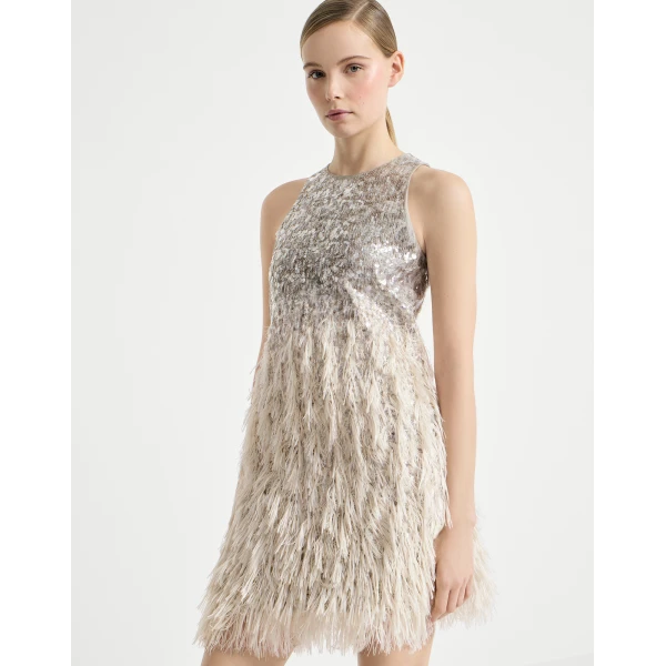 Brunello Cucinelli Dazzling dégradé mini dress in Grey, view 5
