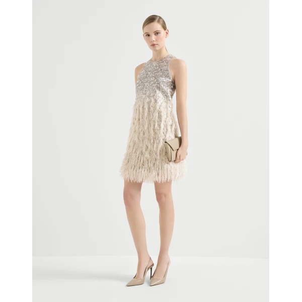 Brunello Cucinelli Dazzling dégradé mini dress in Grey, view 6