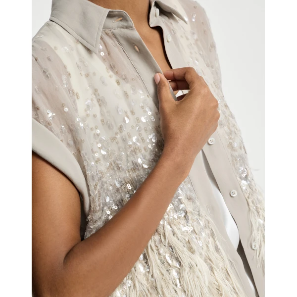 Brunello Cucinelli Dazzling dégradé shirt in Silver, view 4