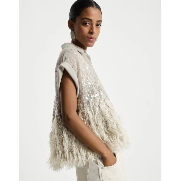 Brunello Cucinelli Dazzling dégradé shirt in Silver, view 5