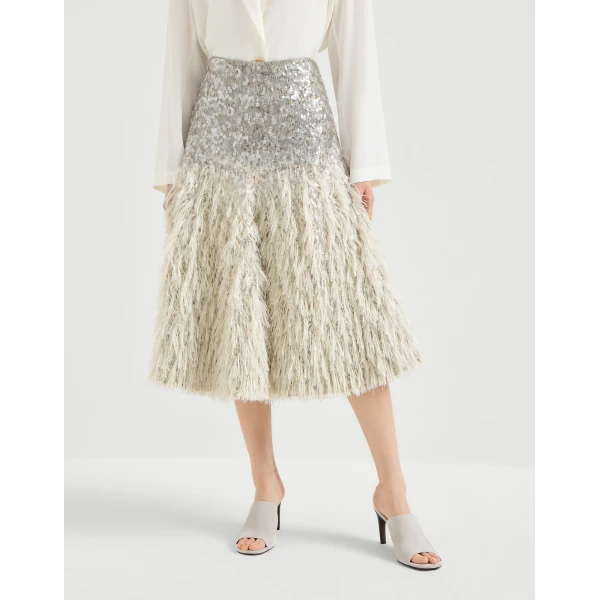 Brunello Cucinelli Dazzling dégradé skirt in Grey, view 2