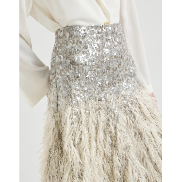 Brunello Cucinelli Dazzling dégradé skirt in Grey, view 4