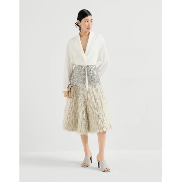 Brunello Cucinelli Dazzling dégradé skirt in Grey, view 6