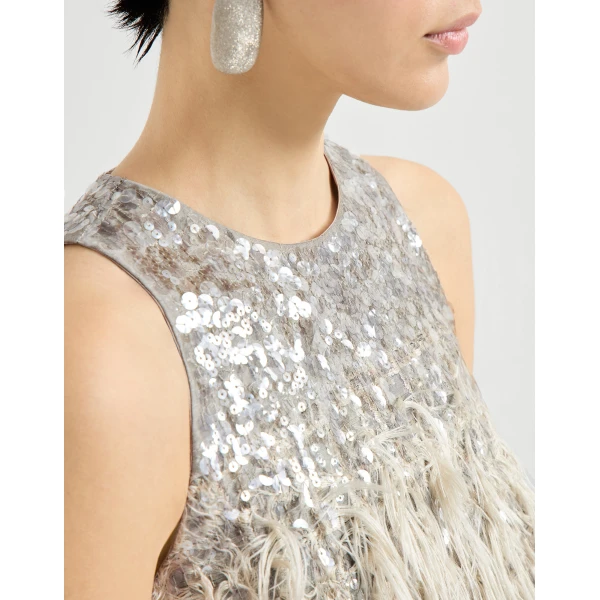 Brunello Cucinelli Dazzling dégradé top in Grey, view 4