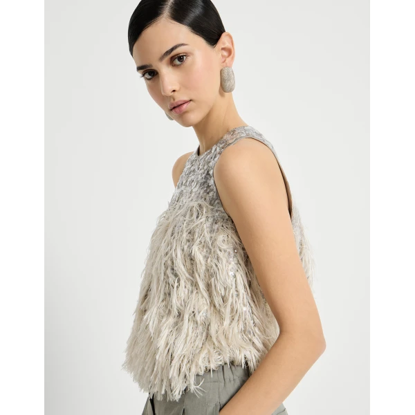 Brunello Cucinelli Dazzling dégradé top in Grey, view 5
