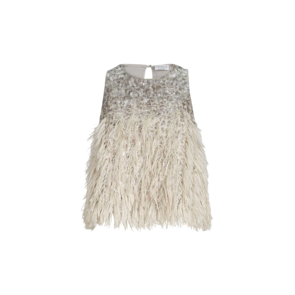 Brunello Cucinelli Dazzling dégradé top in Grey