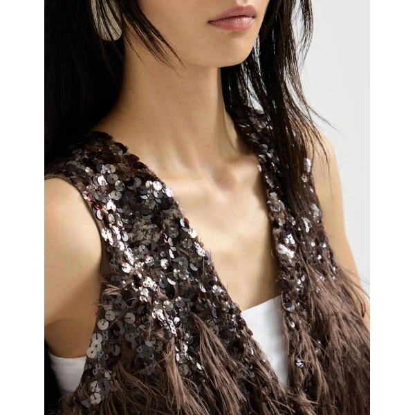 Brunello Cucinelli Dazzling dégradé vest in Bark, view 4